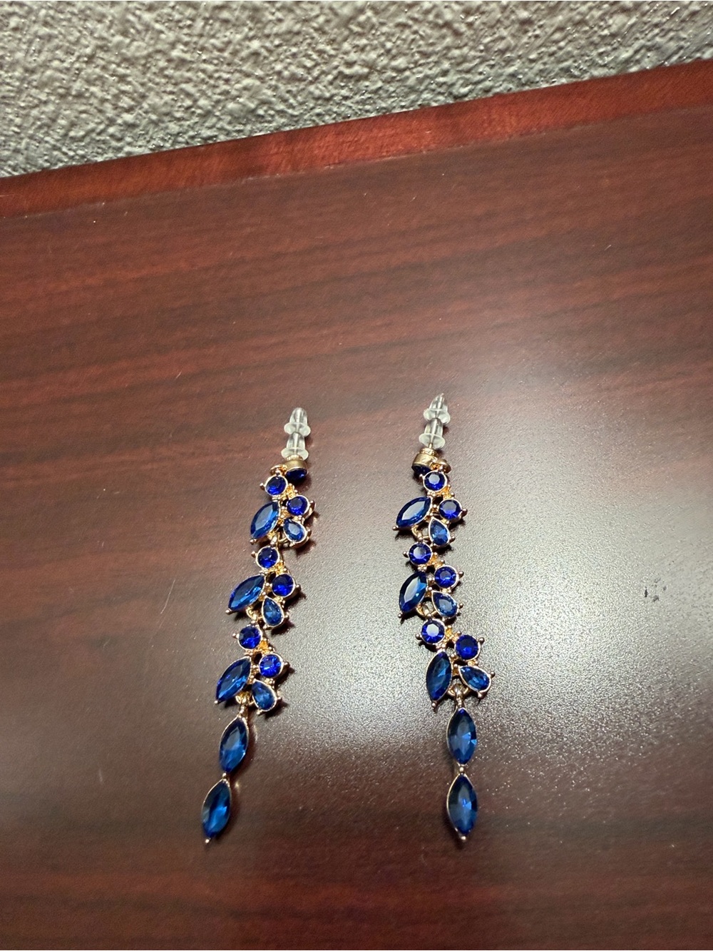 Elegant Blue Marquise & Round Crystal Drop Earrings